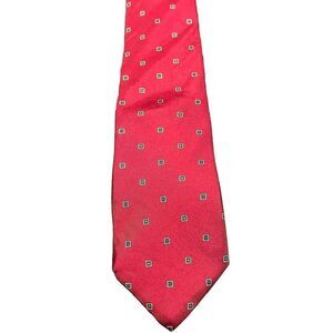 Christian Dior Tie Silk Red All Over Geometric Print Vintage